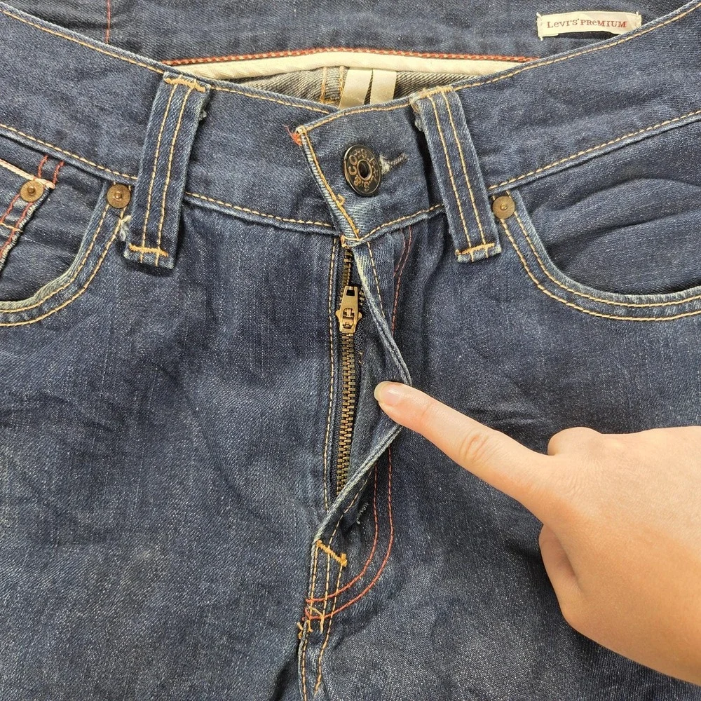 Levis Selvedge Jeans Mens Blue‎ Dark Wash Straight Regular Fits 31x29